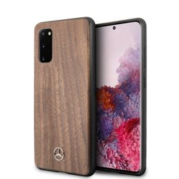 Mercedes Wood Line Walnut dėklas Samsung Galaxy S20 - rudas