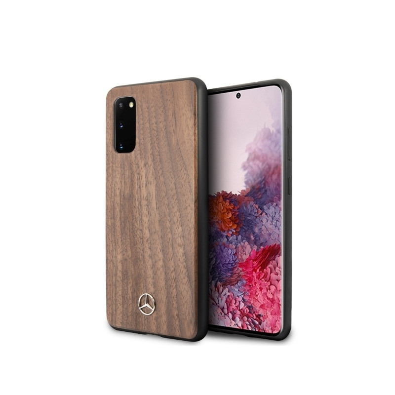 Mercedes Wood Line Walnut dėklas Samsung Galaxy S20 - rudas