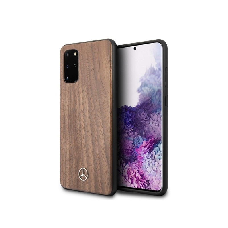 Mercedes Wood Line Walnut dėklas, skirtas Samsung Galaxy S20+ - rudas