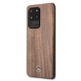 Mercedes Wood Line Walnut dėklas, skirtas Samsung Galaxy S20 Ultra - rudas