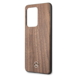 Mercedes Wood Line Walnut dėklas, skirtas Samsung Galaxy S20 Ultra - rudas