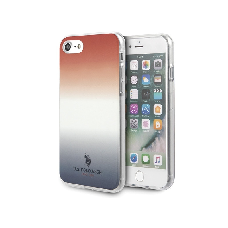 JAV Polo Assn byla Gradiento raštų kolekcija, skirta iPhone 7 / 8 / SE 2020 / SE 2022 - raudona ir mėlyna
