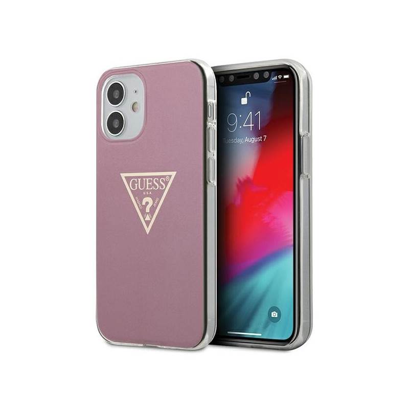 Guess Metallic Collection dėklas iPhone 12 mini - rožinis