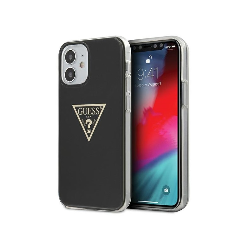 Guess Metallic Collection dėklas iPhone 12 mini - juodas