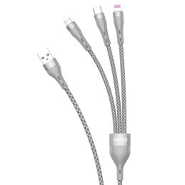 Dudao 3in1 kabelis USB – Lightning / microUSB/ USB Type C 65W 1,2m pilkas (L20X)