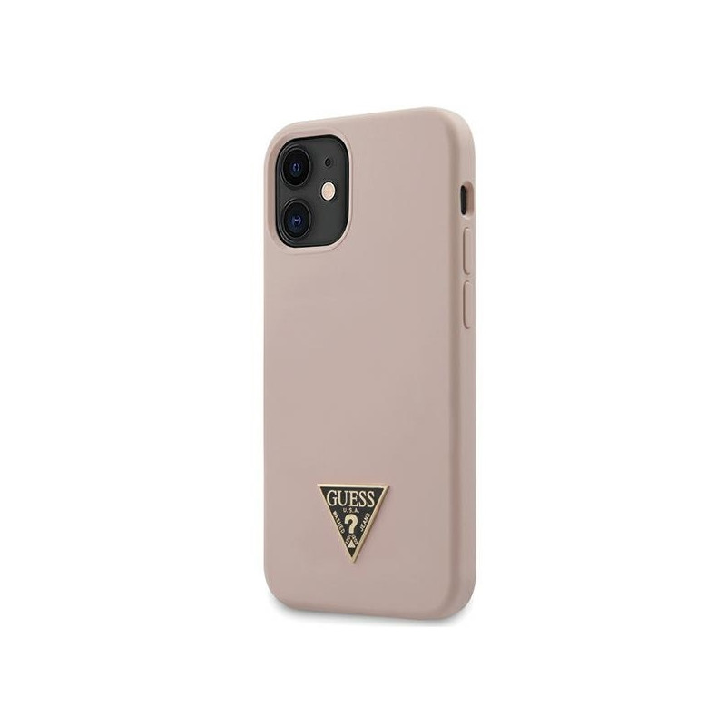 Guess Silicone Triangle Logo dėklas iPhone 12 mini - šviesiai rožinis