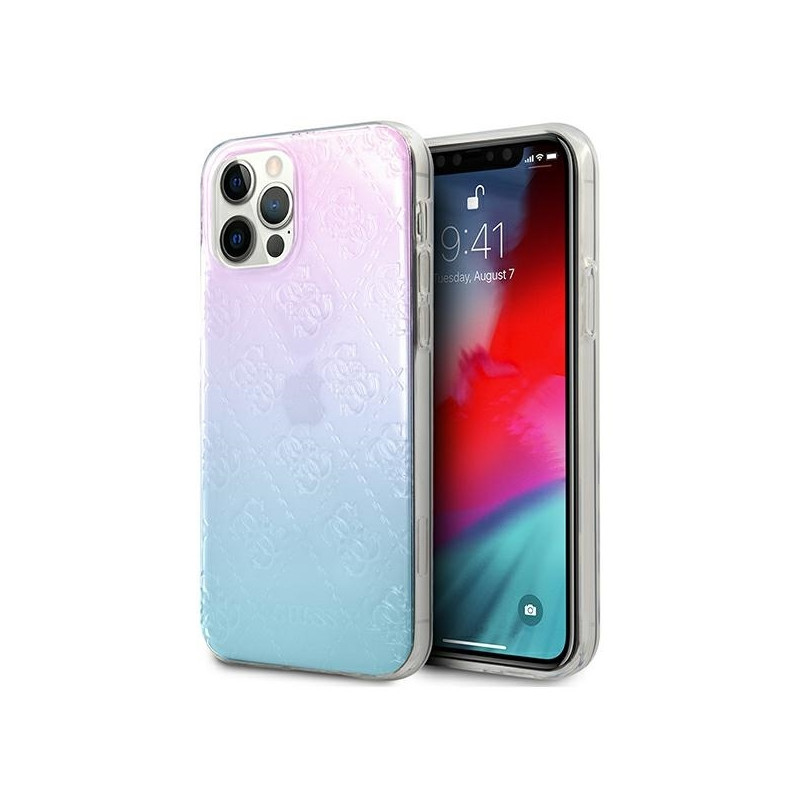 Guess 4G 3D Pattern Collection dėklas, skirtas iPhone 12 Pro Max - mėlynos ir rožinės spalvos