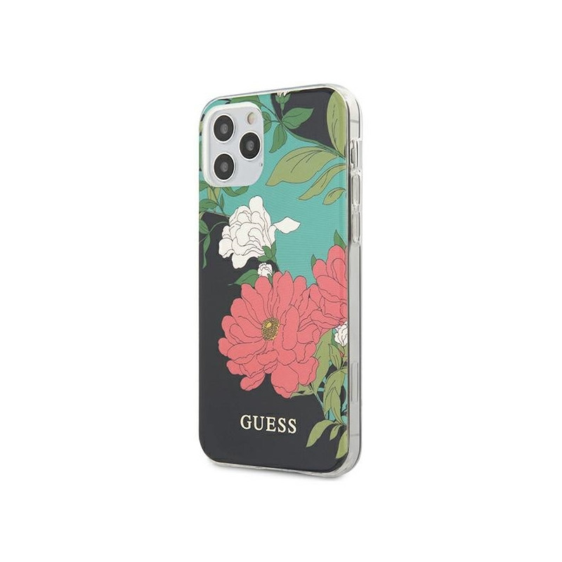 Guess N.1 Flower Collection dėklas, skirtas iPhone 12 Pro Max - juodas