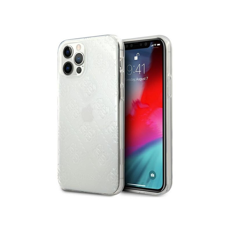 Guess 4G 3D Pattern Collection dėklas, skirtas iPhone 12 / iPhone 12 Pro - skaidrus