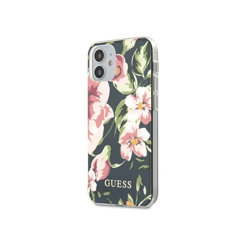 Guess N.3 Flower Collection dėklas iPhone 12 mini - tamsiai mėlynas