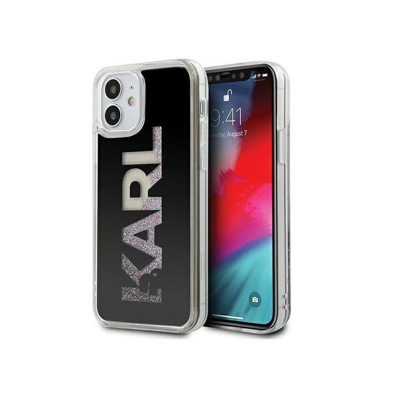 Karl Lagerfeld Karl Logo Glitter dėklas iPhone 12 mini - juodas
