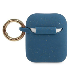 Guess Silicone Glitter dėklas, skirtas AirPods 1/ 2 – mėlynas