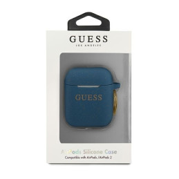 Guess Silicone Glitter dėklas, skirtas AirPods 1/ 2 – mėlynas