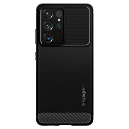 Spigen Rugged Armor dėklas, skirtas Samsung Galaxy S21 Ultra - matinė juoda