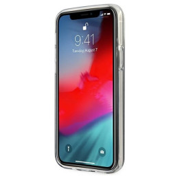 Guess Glitter Gradient Script dėklas, skirtas iPhone 12 Pro Max – mėlynas