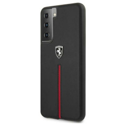 Ferrari Off Track Leather Nylon Stripe dėklas, skirtas Samsung Galaxy S21 - juodas