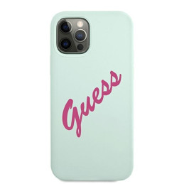Guess Silicone Vintage dėklas, skirtas iPhone 12 / iPhone 12 Pro - mėlynos ir rožinės spalvos