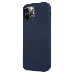 Guess Script Vintage dėklas, skirtas iPhone 12 / iPhone 12 Pro - mėlynas