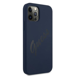 Guess Script Vintage dėklas, skirtas iPhone 12 / iPhone 12 Pro - mėlynas