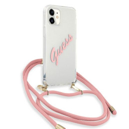 Guess Script Vintage dėklas iPhone 12 mini - rožinis
