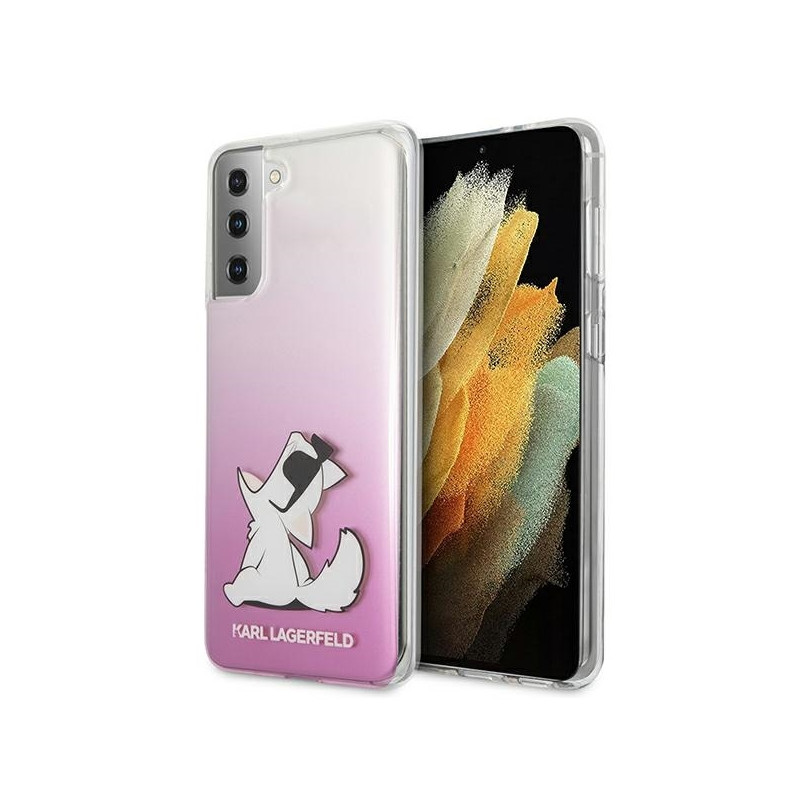 Karl Lagerfeld Choupette Fun dėklas, skirtas Samsung Galaxy S21+ - rožinis