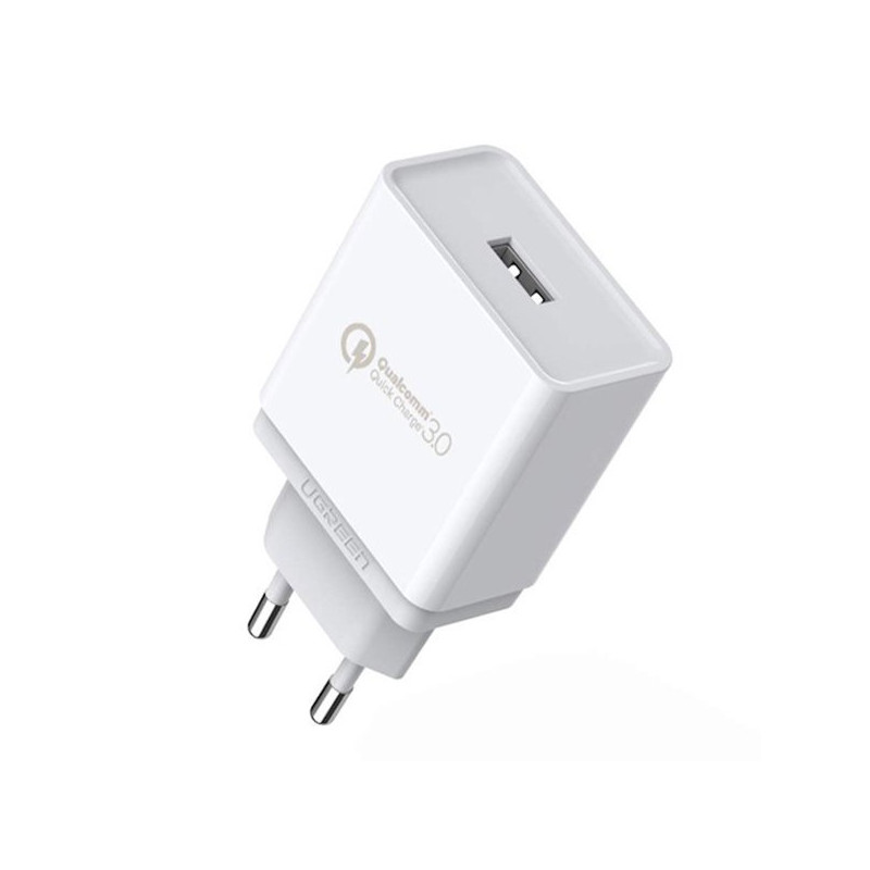 Ugreen CD122 greitas tinklo įkroviklis Quick Charge 3.0 18W 3A USB baltas (10133)