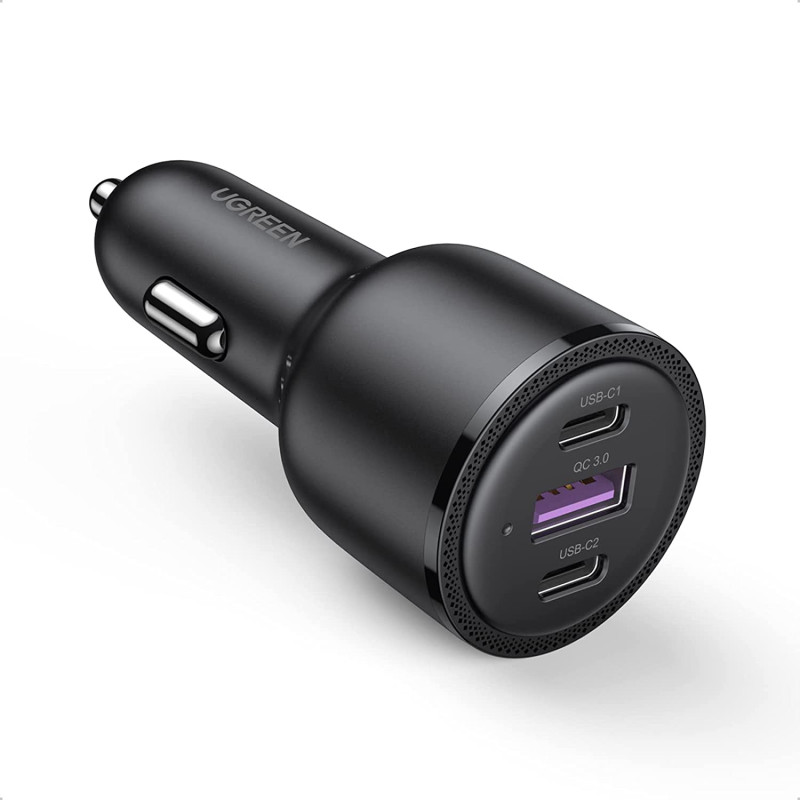 Ugreen automobilinis įkroviklis 2x USB Type C / 1x USB 69W 5A Power Delivery Quick Charge juodas (20467)