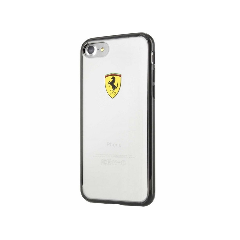 Ferrari Racing Shield dėklas, skirtas iPhone 7 / 8 / SE 2020 / SE 2022 - skaidrus ir juodas