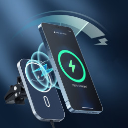 „Choetech“ magnetinis automobilio laikiklis „Qi“ indukcinis įkroviklis 15 W (suderinamas su „MagSafe“) juodas (T200-F)