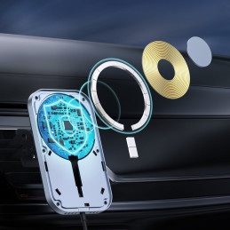 „Choetech“ magnetinis automobilio laikiklis „Qi“ indukcinis įkroviklis 15 W (suderinamas su „MagSafe“) juodas (T200-F)