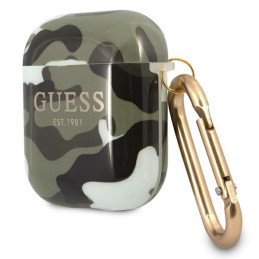 Guess Camo Collection dėklas, skirtas AirPods 1/ 2 – žalias