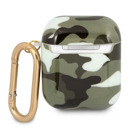 Guess Camo Collection dėklas, skirtas AirPods 1/ 2 – žalias