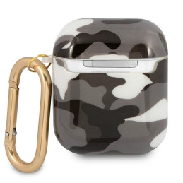 Guess Camo Collection dėklas, skirtas AirPods 1/ 2 – juodas
