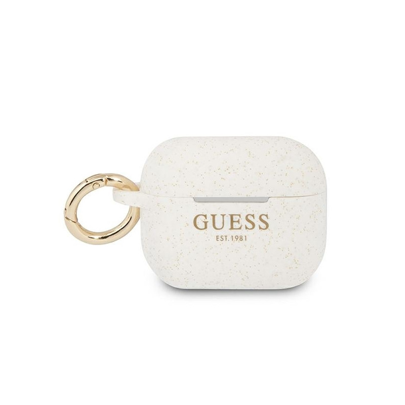 Guess Silicone Glitter dėklas, skirtas AirPods Pro – baltas