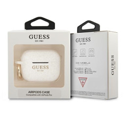 Guess Silicone Glitter dėklas, skirtas AirPods Pro – baltas