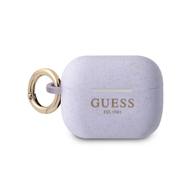 Guess Silicone Glitter dėklas, skirtas AirPods Pro – violetinis