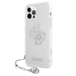 Guess 4G Silver Charms Collection dėklas, skirtas iPhone 12 Pro Max - skaidrus