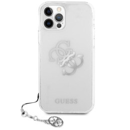 Guess 4G Silver Charms Collection dėklas, skirtas iPhone 12 Pro Max - skaidrus