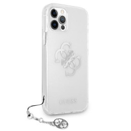 Guess 4G Silver Charms Collection dėklas, skirtas iPhone 12 Pro Max - skaidrus