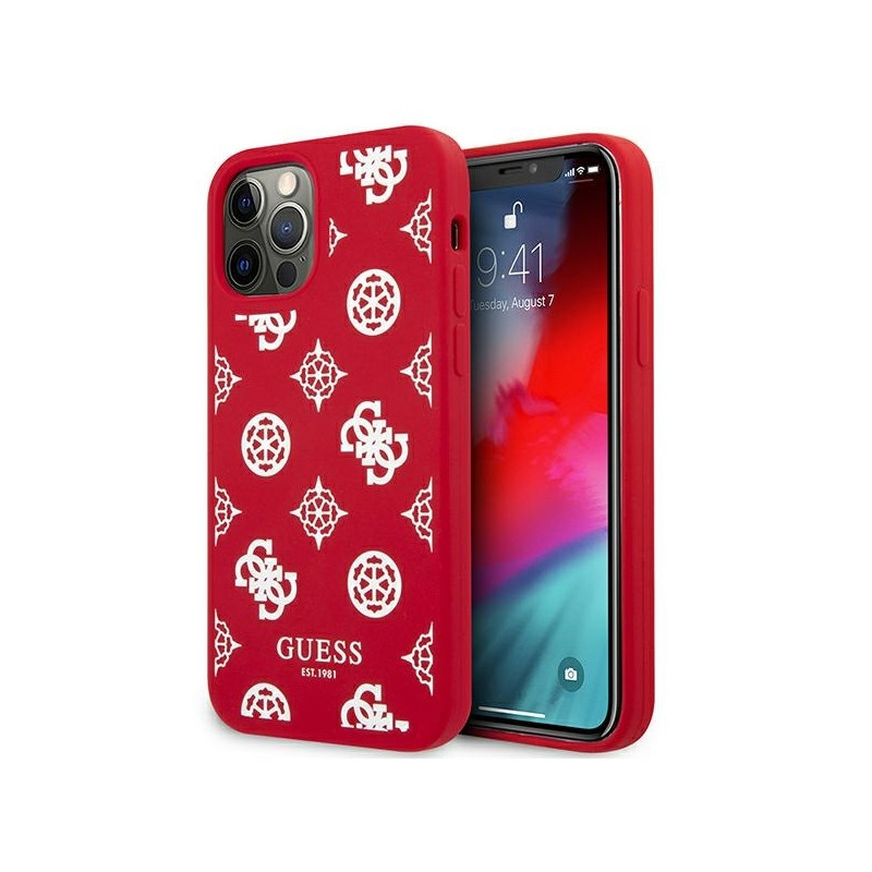 Guess Peony Collection dėklas, skirtas iPhone 12 Pro Max - raudonas