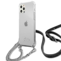Guess 4G Silver Chain dėklas iPhone 12 / iPhone 12 Pro - skaidrus