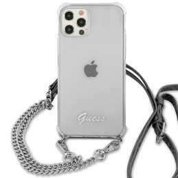 Guess 4G Silver Chain dėklas iPhone 12 / iPhone 12 Pro - skaidrus