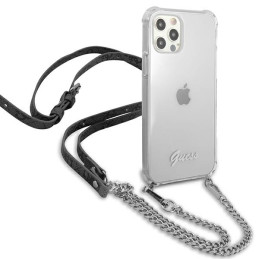 Guess 4G Silver Chain dėklas iPhone 12 / iPhone 12 Pro - skaidrus