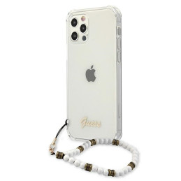 Guess White Pearl dėklas, skirtas iPhone 12 / iPhone 12 Pro - skaidrus
