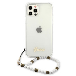 Guess White Pearl dėklas, skirtas iPhone 12 / iPhone 12 Pro - skaidrus