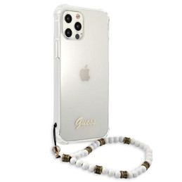 Guess White Pearl dėklas, skirtas iPhone 12 / iPhone 12 Pro - skaidrus