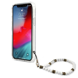 Guess White Pearl dėklas, skirtas iPhone 12 / iPhone 12 Pro - skaidrus