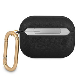 Guess Saffiano Script Metal Collection dėklas, skirtas AirPods Pro - juodas