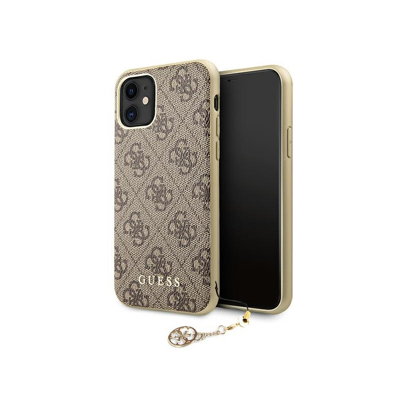 Guess 4G Charms Collection dėklas, skirtas iPhone 11 / Xr - rudas