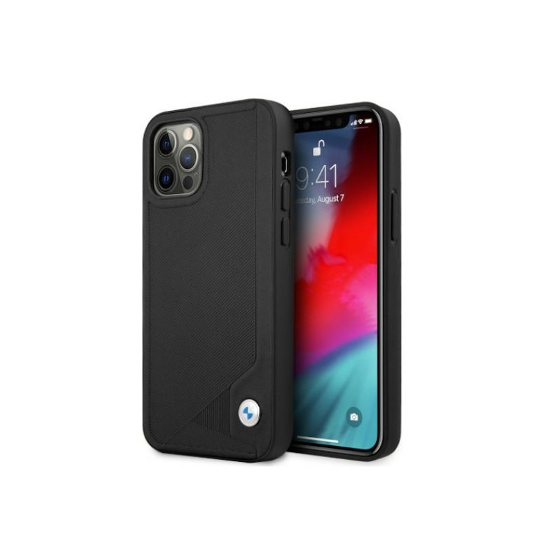 BMW Leather Deboss dėklas iPhone 12 Pro Max - juodas
